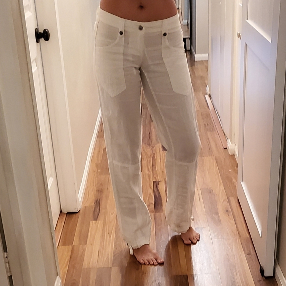 🤑4 for $60💞 Athleta white linen summer cargo pants sz 2